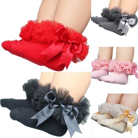 Baby Kid Girls Lace Ruffle Frilly Ankle Socks Princess Cotton Short Socks