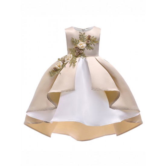 Girls Kids Bow Embroidered Sleeveless Princess Dress