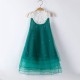 Girls Children Pearls Lace Stitching O  neck Knee Length Princess Dress