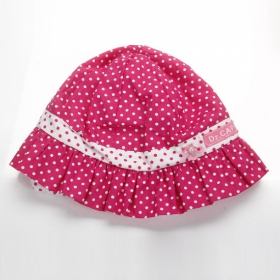 MZ1140 Pure Cotton Cute Children’s Hat with Dots Flower Pattern Rose Red