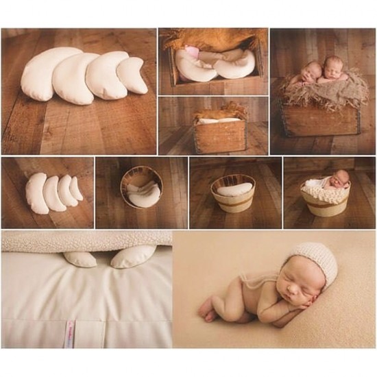 3 PCS set Children Photography Props Baby Pictures Crescent Shape Pillow  White