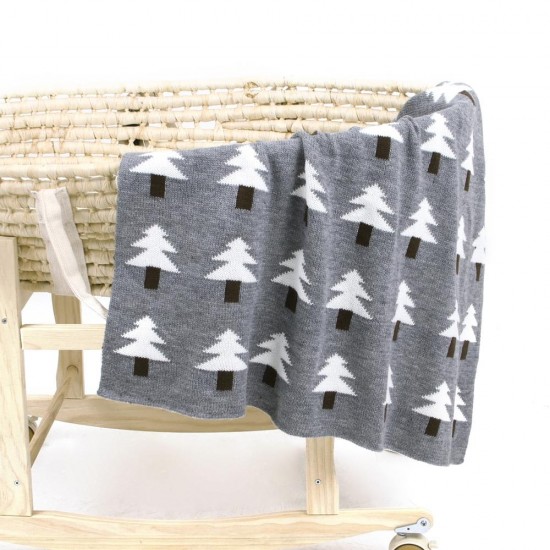 Baby Knit Christmas Tree Hug Blanket out Shawl Cover  Grey