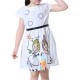 Kid Girls Short Sleeve Cartoon Character Printed Dress