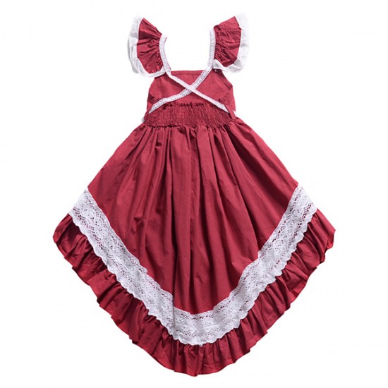 Girls Children Lace Patchwork Sleeveless Princess Dress