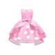 Girls Kids Bow Polka Dot Ruffle Sleeveless Princess Dress